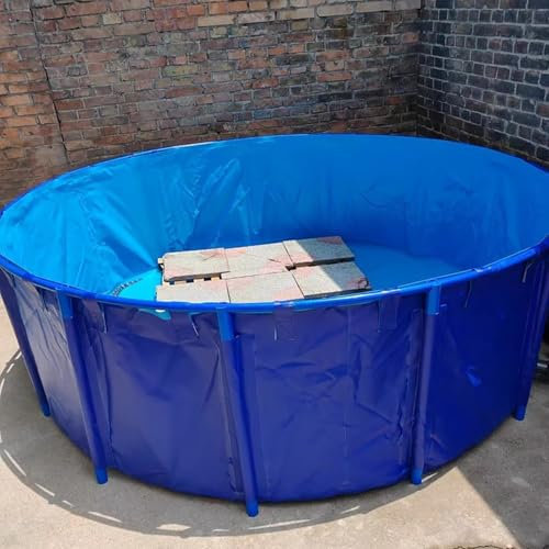 Lumivex Runden Leinwand Fischteich Faltbarer Fischteich mit Notwasserspeicherfunktion, Aquariumfisch- und Outdoor-Teichwanne for die Koi-Zucht, 3 m x 1,2 m/2245 Gallonen(6.5x2.6Ft-2500L/660Gal)
