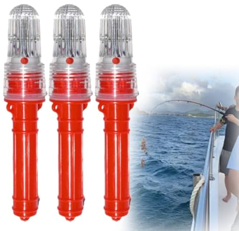 Lot de 3 fusées éclairantes de sécurité marine étanches pour bateau, kayak, ponton, navires (lumières clignotantes rouges et vertes)