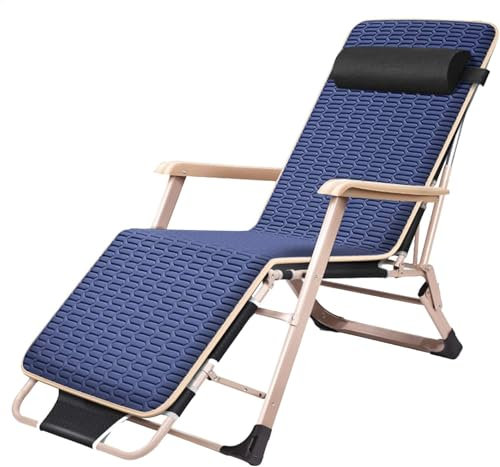 WDSOPK Tragbarer Loungesessel, Strapazierfähig, Verstellbar, Klappbar, Für Terrasse, Pool, Garten Im Freien（Blue-One Size）