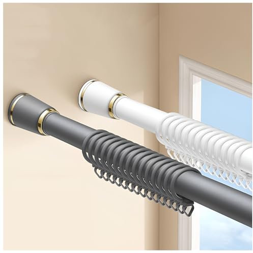 Bastone per tenda a tensione resistente, in acciaio inossidabile, senza foratura, design antiscivolo, per bagno e divisorio, regolabile, 330400 cm, grigio