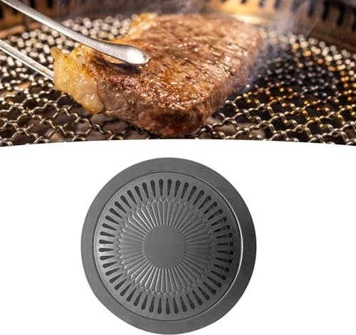 Korean Grill Pan, Grill Pan for Indoor Cooking Kbbq with Easy to Anti Stick Round Stovetop Barbecue Korean BBQ for Home Indoor Outdoor Cooking