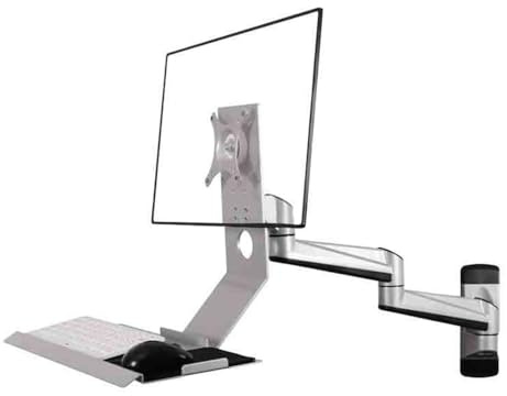 CAFIEDR Listed TV-Halterung, Silberne Wandhalterung, Doppelarm mit normaler Ablage, Monitorständer, zusammenklappbar, 90°-Bewegung, TV-Halterung