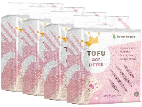 Beans Royale Tofu Katzenstreu, klumpendes Kätzchenstreu, spülbar, Erbsfaser, staubfrei, geruchskontrollierend, geringe Spurung