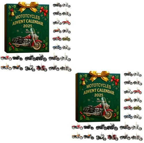 Mototcycles Adventskalender 2025, 24 Tage Countdown bis Weihnachtsgeschenke, Lustiger Har-Ley Adventskalender für Männer Junge Mototcycles Liebhaber (2PCS)