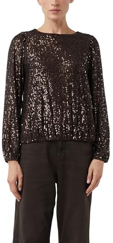 Comma Bluse mit Pailletten und Elastikbündchen