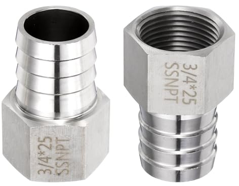 QUARKZMAN 2 Pezzi Raccordi A Spina In Acciaio Inox 3/4 NPT Femmina A 1 ID Tubo Per Collegamento Filettato Diretto Per Tubazioni Domestiche Costruzione Durevole