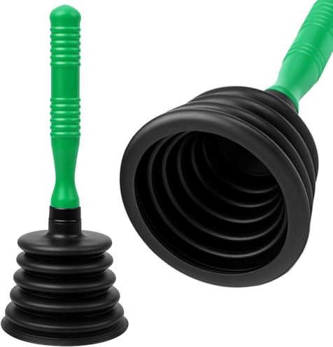 Desatascador Tuberías y Destapador Cañerías – Succión Potente – Elimina Atascos en Ducha, Lavabo, Bañera y Cocina – Desatascador Fregadero Multiusos Duradero (Verde Claro)