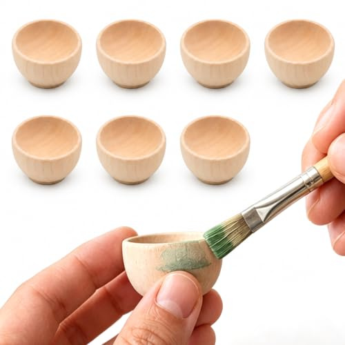 8 Pack Mini Unfinished Wooden Bowls Small Smooth Wood Bowls for DIY Crafts | Natural unfinished wood with smooth sanded finish, 40x24mm mini size, for DIY crafts, decor and small item storage