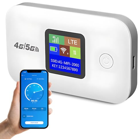 SGZIOO 4G/5G WiFi Router, Portable Wifi Hotspot, High Speed 150Mbps Mobile WiFi Router with SIM Slot Up to 10 Devices, 3000mAh Battery Mobile Hotspot Device with LED Display for Travel Camping