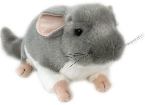HOMEXYLYL Chinchilla Stofftier, realistisches Plüschtier, weicher Grauer Plüsch, süßes kleines Haustier, Kindergeschenk, Geburtstag, Weihnachten, Junge, Mädchen, Erwachsener