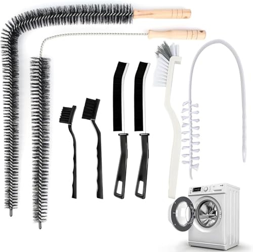 Washing Machine Cleaner Brush Kit, 8pcs-Dryer Vent Cleaner Brush, Crevice Cleaning Brush, Hard Bristle Brushes, Tumble Dryer Cleaning Brush, Radiator Cleaner Brush, for Deep Clean Laundry