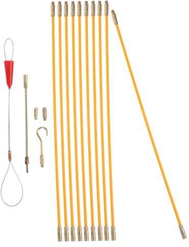 LIFKICH Glasfaser Drahtziehstangen 10 Stück 33cm mit Kupferkabel Einziehwerkzeug für Effizientes Verlegen von Kabeln in Wohn und Geschäftsräumen