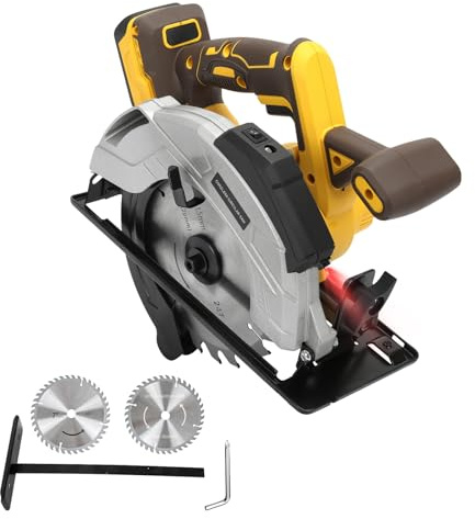 Scie circulaire sans fil de 185 mm pour batterie Dewalt 18 V 20 V, scie circulaire électrique sans balais 5000 tr/min avec 2 lames de scie et guide laser, angle de coupe biseauté de 0 à 45°