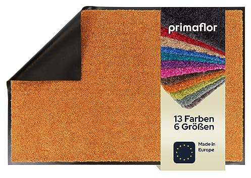 Primaflor Schmutzfangmatte CLEAN – Orange, 90x120 cm | Saugstarke, Schwer entflammbare Fußmatte | Rutschfester Türvorleger für Innen | Türmatte für Eingangsbereich | Sauberlaufmatte mit Gummirand