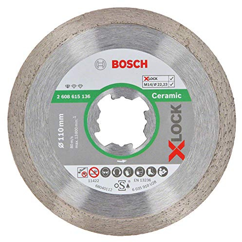 Bosch Professional 1x Diamanttrennscheibe Standard (für Keramik, X-LOCK, Ø110 mm, BohrungsØ: 22,23 mm)