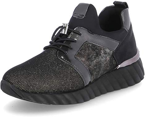 Remonte Damen D5902 Sneaker, Schwarz-Bronze/Blei/Schwarz-Metallic/Schwarz/Nero/ 02, 40 EU