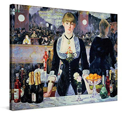 PICANOVA – Édouard Manet – A Bar at the Folies-Bergère 80x60cm – Bild auf Leinwand – Premium Kunstdruck Auf 2cm Holz-Keilrahmen Für Schlaf- Und Wohnzimmer – Klassische Kunst