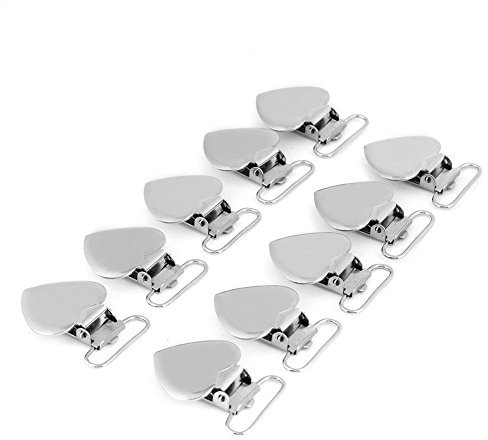 Garosa Schnullerclips mit Herzform, 10 Stück, Hosenträger-Clips für Lätzchen und Basteln