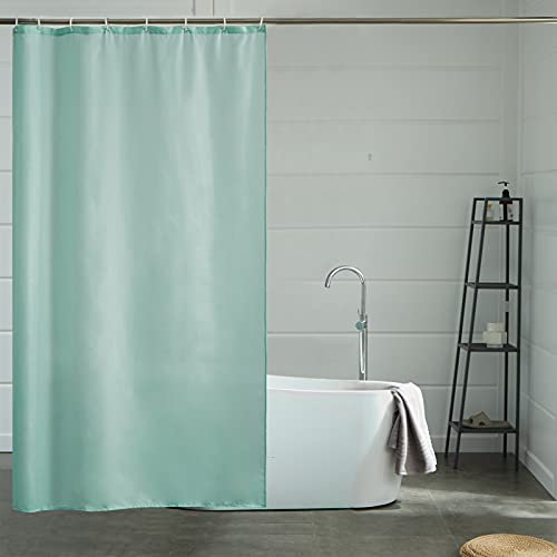 Furlinic Cortina Ducha Menta Verde Tela Impermeable Antimoho Pequeña Cortinas Baño Poliéster Lavable con 8 Anillas Cortina Ducha para Bañera Ducha 120x180cm