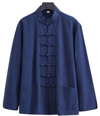 ZHOUXIAO Lâche Tai Chi Uniformes Hommes Chinoise Traditionnelle Kung Fu Vêtements Coton Linge de Linge Chun Vêtements, Travaux à Manches Longues Hanfu Jacket Chemise Costume cyan-3XL