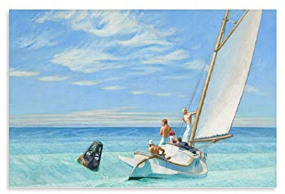 Poster, Motiv: American Realist Painter Edward Hopper Ground Swell, Leinwand-Kunstdruck, modernes Familienschlafzimmer, 60 x 90 cm