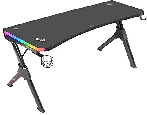 Mars Gaming MGD140RGB Nero, Tavolo da Gioco RGB 140cm, Supporti Extra, Mousepad Totale