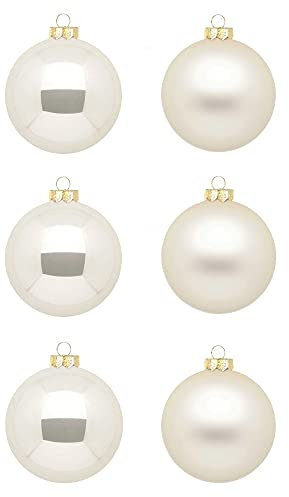 Inge Glas Weihnachtskugeln | Schöne Christbaumkugeln aus Glas | 30 Kugeln in Karton-Box | Christbaumschmuck Weihnachtsbaumschmuck Weihnachtsbaumkugeln (Champagne | beige Glanz/matt)