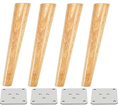 Qrity Möbelfuß Holz, 4 Stück 40cm Holzfüße Möbelfüße Sofafüße mit Montageplatten & Schrauben für Schrank, Sofa, Couchtisch, TV-Schrank und andere Möbelbeine