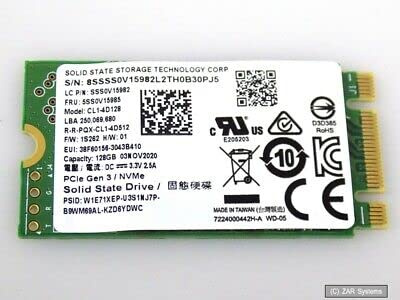 Lenovo 00UP650 Disque dur SSD PCIe 3 x4 NVME 2242 M.2 128 Go 5SS0V15985