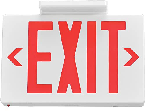 Global Industrial LED-Exit-Schild, einseitig, Universalhalterung mit Batterie-Backup, Weiß mit roten Buchstaben