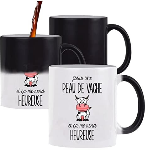 Mug magique Peau de vache | Tasse change de couleur avec la chaleur