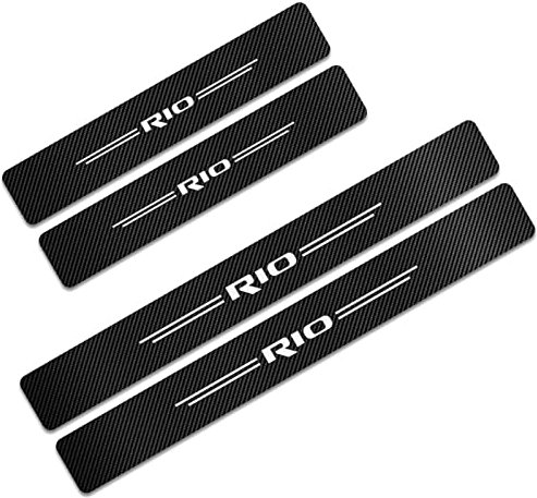CWWHY 4 Pcs Carbon Fiber Car Door Sill Protector for Kia Rio 3 4 K2 K3 X-Line, Welcome Pedal Scuff Guard Non-Slip Auto Styling Decoration Accessory, White