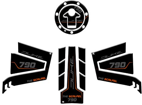 Paraserbatoio.it Aufkleber-Set mit 3D-Effekt, Tankschutz, Harz, kompatibel mit KTM Duke 790 The Scalpelel - Kit, Tankschutz, Seitenschutz - Farbe Schwarz v2