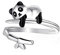 Qings Verstellbarer Panda Ring Sterling Silber Schwarzer Offener Pandabaer Bär Tier Ring Süß Tierschmuck Panda Geschenk Weihnachten für Mädchen Damen