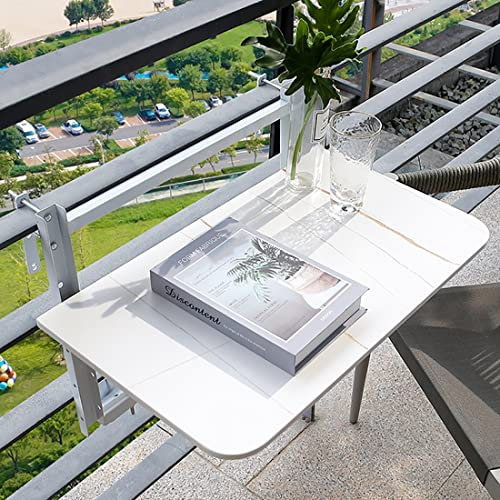 AOKEBR Outdoor Klappbar Balkontisch,Balkontisch zum Aufhängen,Verstellbare Wand-Beistelltische Für Terrasse,Balkon-Klapp-Hängegeländer-Tisch,Hängetisch Gartentisch Klapptisch