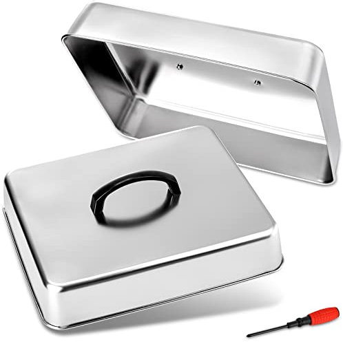 ZEAYEA 2 Pack 13 x 11.3 Inch Griddle Basting Cover, Stainless Steel Cheese Melting Domes, Rectangular Metal Steaming Cover, BBQ Grilling Accessories for Flat Top Griddle, Indoor or Outdoor Camping