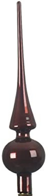 Kaemingk Christbaumspitze Glas 26cm hoch, D=6cm Weihnachtsbaumspitze Dunkelbraun Rotholz glänzend