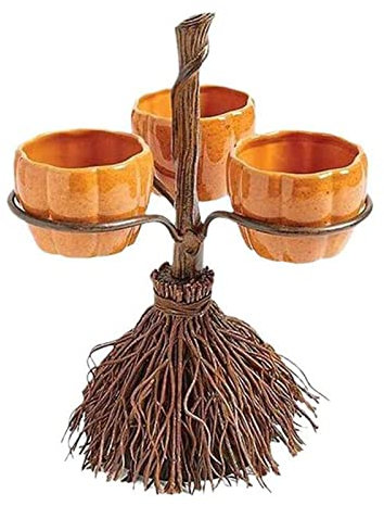ZYNCUE Ciotola per snack di zucca di Halloween, vassoio staccabile per feste di Halloween, decorazione della tavola del bar della casa (tre tazze, 15,2 x 15,2 x 21,1 cm)