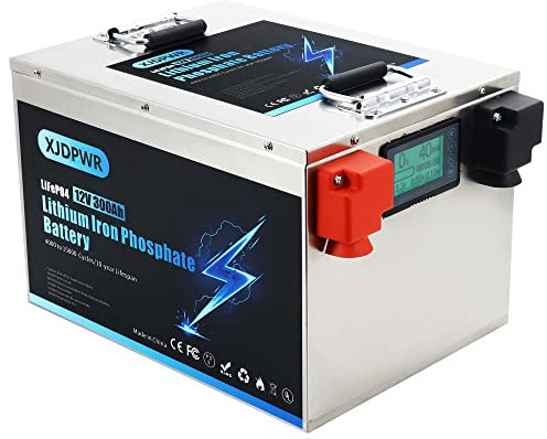 LiFePO4 300 Ah Lithium Battery 12 V, Integrated 200 A BMS, 4000~15000 Cycles Max.3840 W Output Rechargeable LiFePO4 Battery for golf trolley,Camping, solar power system,RV (12V 300AH)