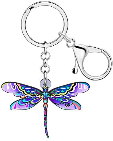 RAIDIN Acrylic Cute Colorful Dragonfly Keychain for Women Girls Key Rings for Car Purse Bags Keys Gifts Charms Accessories (Violet)