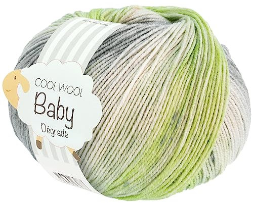 LANA GROSSA Cool Wool Baby Degrade | 100% Schurwolle Merino, filzfrei | Handstrickgarn aus 100% Schurwolle (Merino) | 50g Wolle zum Stricken & Häkeln | 220m Garn FB 524