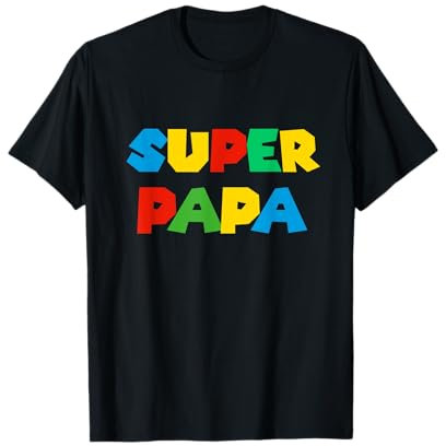 Super Papa Retrogaming Fete Des Peres Cadeau Gaming Humour T-Shirt