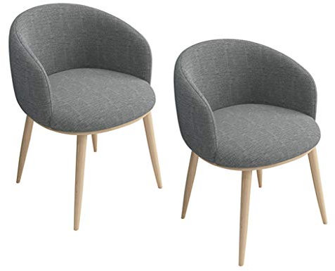 Lot De 2 Chaises De Salle À Manger Rembourrées Modernes Chaises De Cuisine Pieds en Métal De Style Bois, Siège Rembourré en Tissu Confortable (Couleur : Gris)