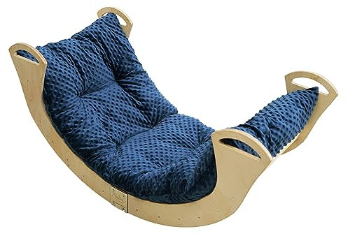Kletterbogen für Kinder - Indoor Bogenwippe aus Holz Handgemachte Holzwippe zum Klettern Bogen nach Pikler Kletterdreieck & Montessori Wippe Skyline Kleinkind Klettergerüst Kissen Mittel Groß