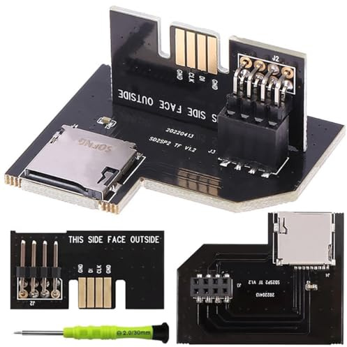 ZHUROUPU 2 PCS Professional Micro SD -Kartenadapter TF -Kartenleser für Gamecube Serial Port 2, Micro SD -Kartenleser für NGC Gamecube Sfür D2SP2 Pro -Adapter (schwarz)