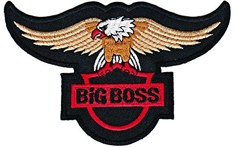 Big Boss Adler Army Abzeichen Schwarz Aufnäher zum aufbügeln oder aufnähen Bügelbild Aufbügler für Kleidung gestickter Bügelpatch Applikation Patch Größe 12,5 x 7,8 cm