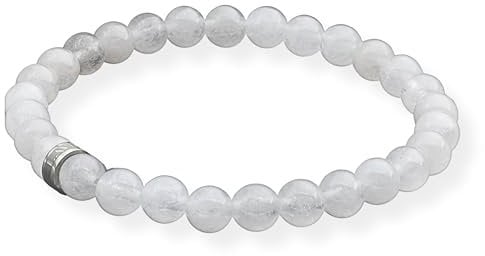 LAVISA Edelstein Armband - Echte Naturstein Perlen | Kristalle, Heilsteine | Onesize Unisex (Weiße Jade 6mm)