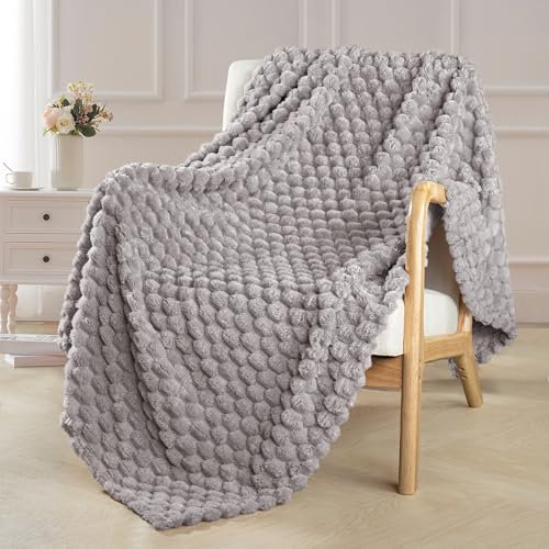 Exclusivo Mezcla Manta Sofá de Franela, Elegante Manta de Jacquard para Cama, Suave y Ligera, Adecuado para Cualquier Temporada, 130x170 cm, Gris Claro