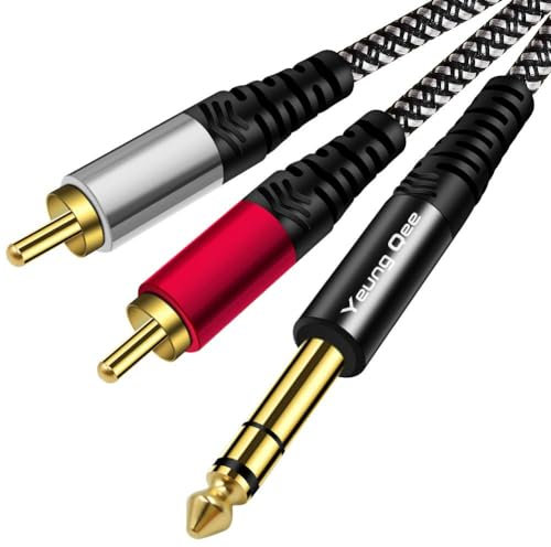 Yeung Qee 6.35 mm to 2RCA Adapter Cable, 6.35mm 1/4 inch Male TRS Stereo Plug to RCA Male Audio Y Splitter Cable Insert Cord (4M)