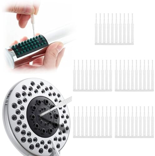 Wobestod 50 Pièces Brosses de Nettoyage pour Pomme de Douche, Mini Brosse de Nettoyage de Buse de Douche Brosse de Nettoyage Petit Trou pour Buse de Douche de Trou de Téléphone Portable